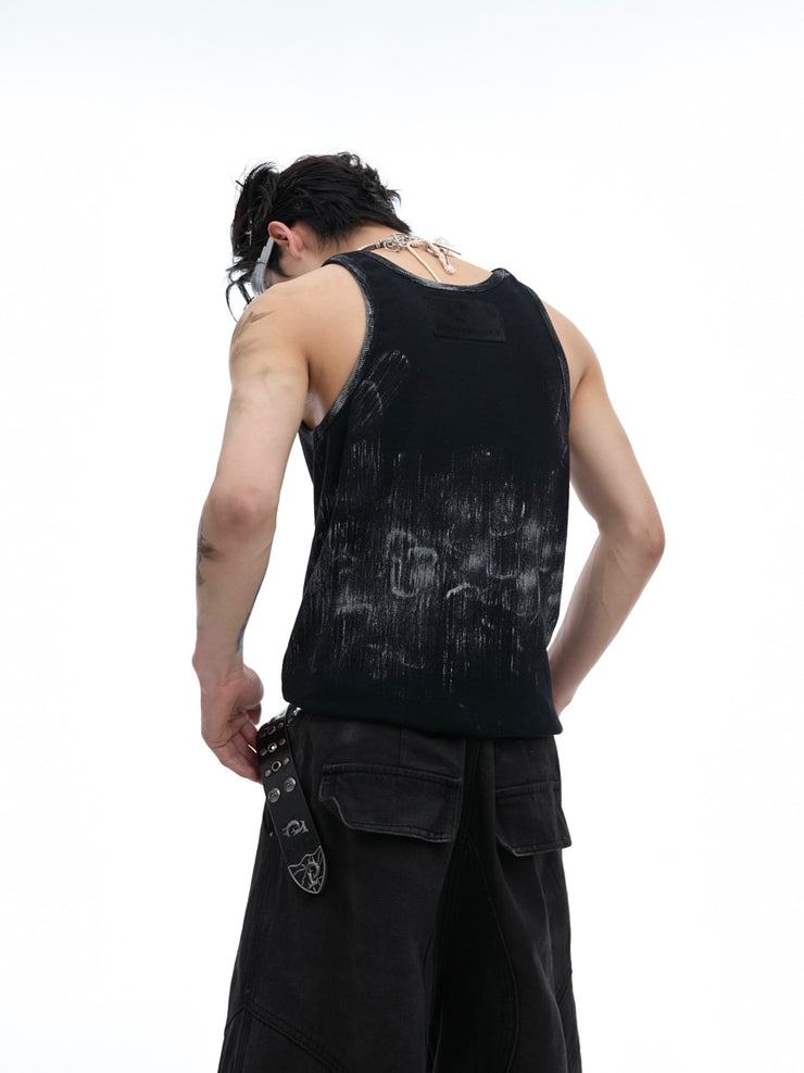 Retro Distressed Brushed Rib Slim Vest