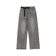 Retro Washed Denim Trousers Loose